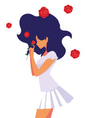 beautiful woman with flower rose