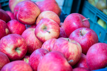 Apples at the market display stall
