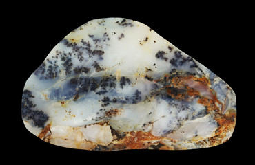 Raw Mineral Chalcedony on black background