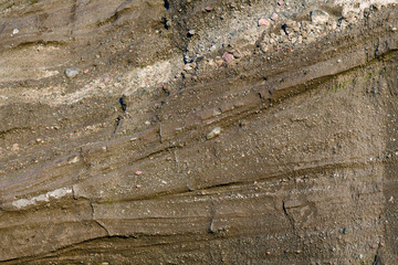 Erdschichten auf der Vulkan-Insel Nisyros, Griechenland - Earth layers on the volcanic island of...