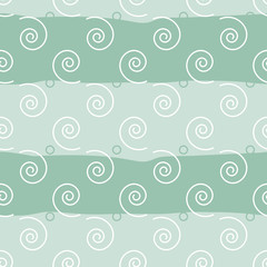 Vector seamless background. White regular swirl elements on a wavy background