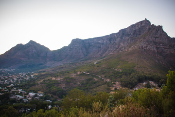 Table Mountain at Sunset in Cape Town, South Africa