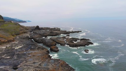 waves crashing on rocks
