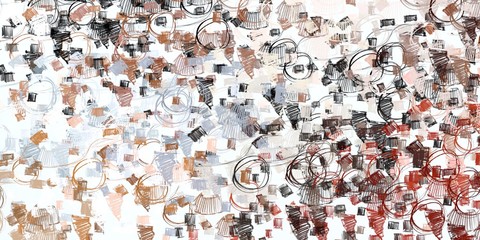 Fototapeta premium Digital sketch on colorful wall. 2d illustration. Texture backdrop painting. Creative chaos structure element.