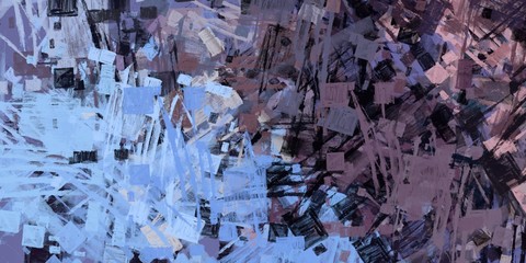 Decorative oil painting. Vibrant dynamic art. 2d illustration. Texture backdrop. Creative chaos structure element.