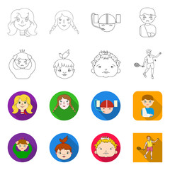 Isolated object of girl and boy logo. Collection of girl and school stock symbol for web.