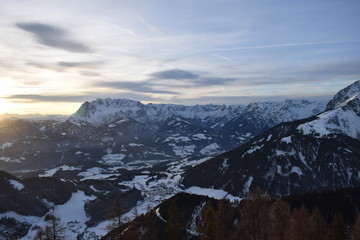 Winter panorama in ice cold weather in Autria