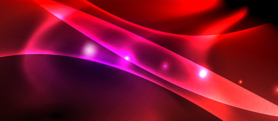 Glossy glowing neon light wave background