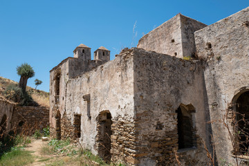 Alte Kloster Ruine Kalamitsia auf Insel Naxos - obrazy, fototapety, plakaty