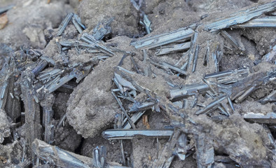 Texture of mineral Stibnite or sometimes called antimonite