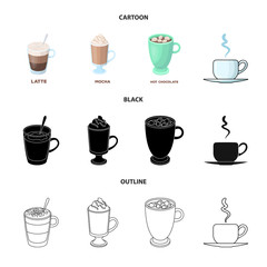 Vector illustration of cup and coffe logo. Set of cup and top vector icon for stock.