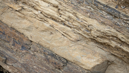 Layered surface of the rock