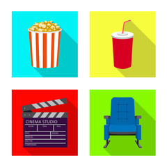 Isolated object of television and filming sign. Collection of television and viewing stock vector illustration.