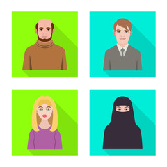 Isolated object of profile and portrait sign. Set of profile and profession stock symbol for web.
