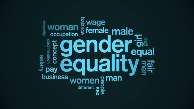 4k Gender Equality Animated Tag Word Cloud,Text Design Animation.