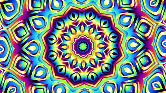 Spinning abstract magic circle. Esoteric cosmic mandala. Simply ornamental mandala. Loop footage.