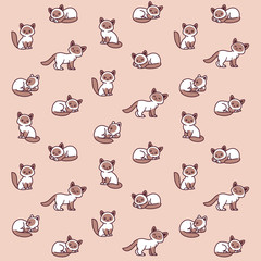 Siamese cat - simple trendy pattern with cats. Cartoon vector illustration for prints, clothing, packaging and postcards. 