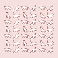Obraz premium Cartoon cat - simple trendy pattern with animal. Cartoon vector illustration for prints, clothing, packaging and postcards. 