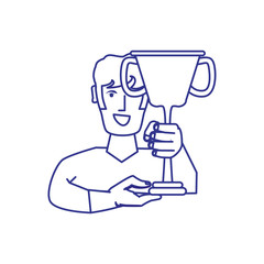 winner man with trophy cup award