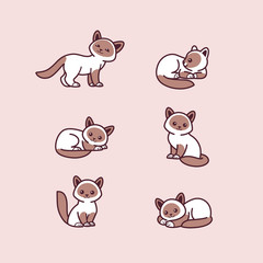 Obraz premium Cats icon set. Different type of cats. Vector illustration for prints, clothing, packaging, stickers, stickers.