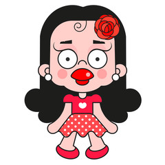 Vector Icon Of A Rag Doll Princess. The Kids Toy Doll Has Hair