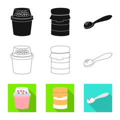 Vector illustration of organic and lactose sign. Set of organic and farm vector icon for stock.