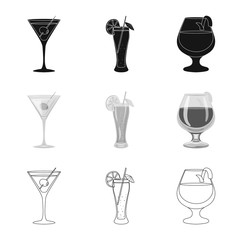 Vector design of liquor and restaurant logo. Collection of liquor and ingredient stock vector illustration.