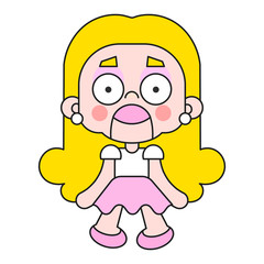 Vector Icon Of A Rag Doll Princess. The Kids Toy Doll Has Hair