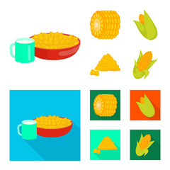 Vector design of cornfield and vegetable icon. Collection of cornfield and vegetarian vector icon for stock.