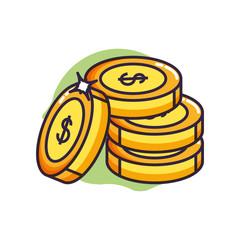 pile coins money dollars icons