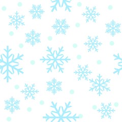 Snowflakes seamless pattern drawing vector, blue white