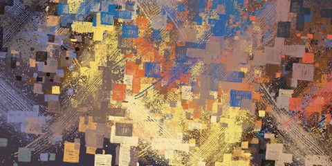 Naklejka premium Modern art. Artistic brush. Oil painting. 2d illustration. Texture backdrop. Creative chaos structure element.