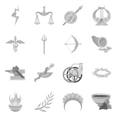 Vector illustration of ancient and culture icon. Set of ancient and antique stock vector illustration.