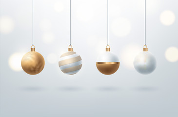 light Christmas background with evening balls. Vector illustration
