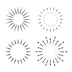 set of Vintage sunburst, light rays, firework sparks vector design element vector template