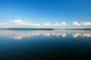 View of tranquility blue lake.
