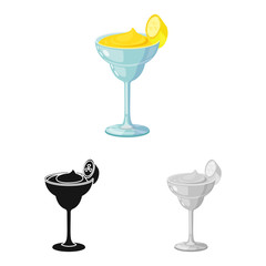 Isolated object of daiquiri and cocktail sign. Set of daiquiri and rum stock vector illustration.