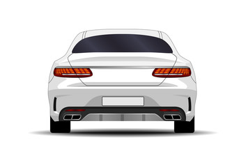 realistic car. sport coupe. back view.