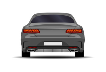 realistic car. sport coupe. back view.
