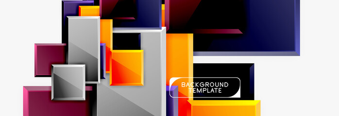 Geometrical design squares abstract banner, glossy shiny effects
