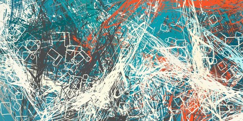 Art wallpaper. Digital canvas. 2d illustration. Texture backdrop painting. Creative chaos structure element.