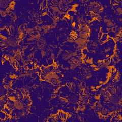 Seamless floral pattern background with stylish dark colors.
