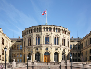 Storting building (Stortingsbygningen) - building of parliament of Norway in Oslo. Norway