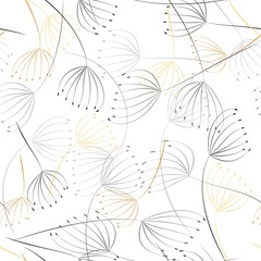 Seamless pattern. Flying of dandelion seeds.