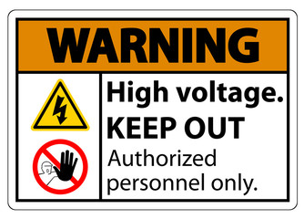 Warning High Voltage Keep Out Sign Isolate On White Background,Vector Illustration EPS.10