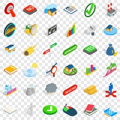Nice emblem icons set. Isometric style of 36 nice emblem vector icons for web for any design