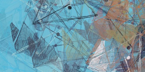 Handmade surreal abstract pattern. Modern artistic canvas. 2d illustration. Texture backdrop painting. Creative chaos structure.