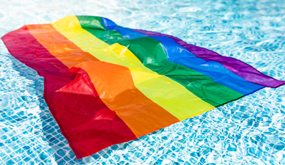 flag gay pride in pool