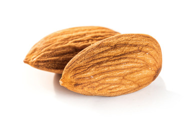 almond seeds isolated on white background