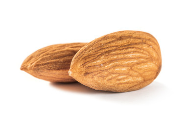 almond seeds isolated on white background